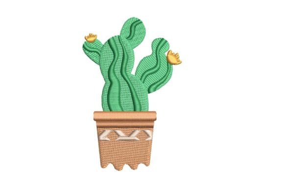 Funky Potted Cactus: A Playful Embroidery Staple for Boutique Apparel